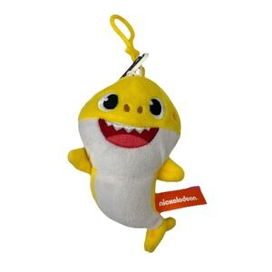 Pinkfong Nickelodeon Baby Shark Yellow Plush Keychain Stuffed Clip On Zip Pouch